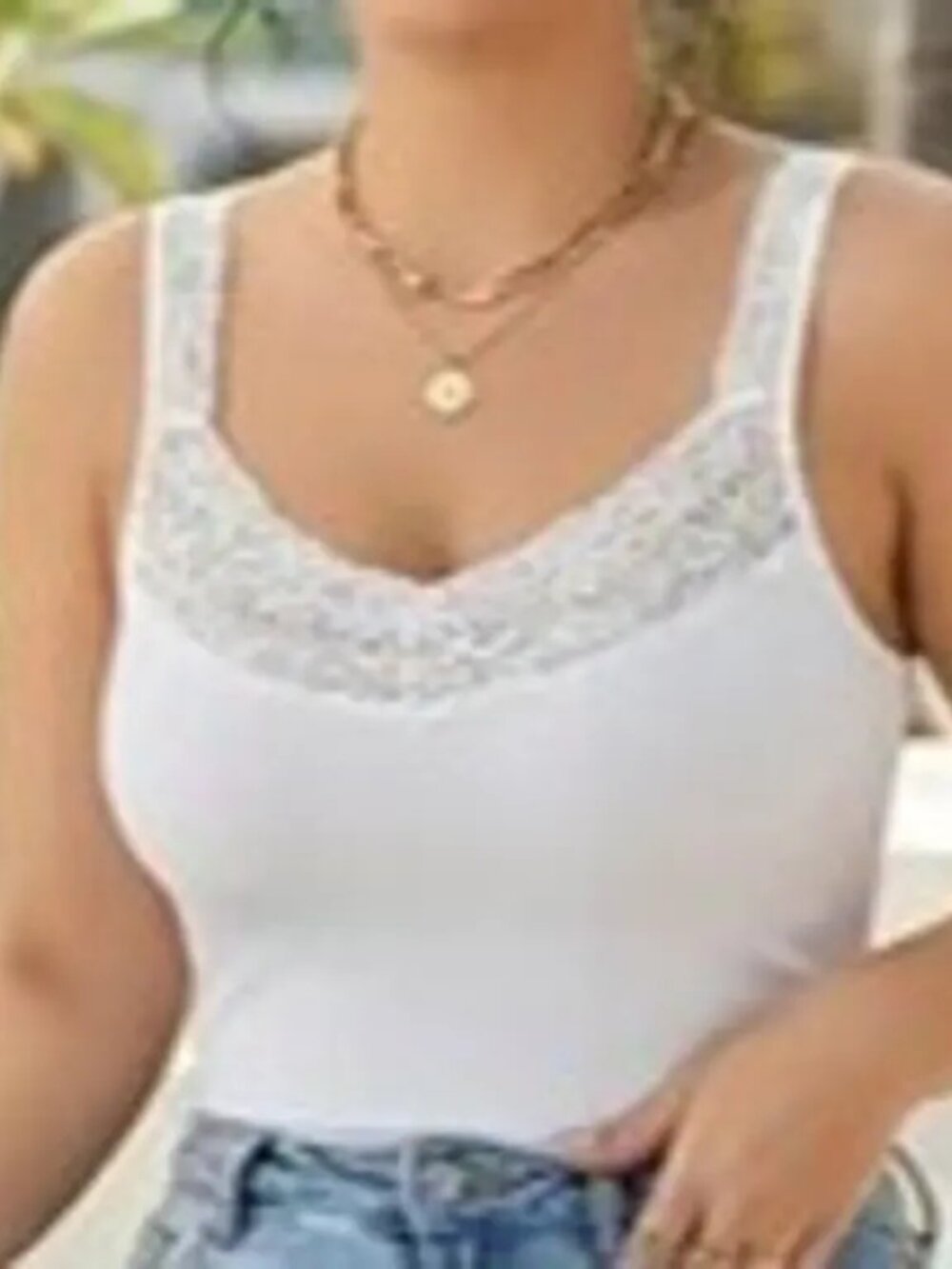 Brand New Solid White Lace Trim Tank Top Shirt Lightweight Size Extra Large